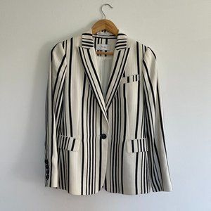 COPY - Reiss Rodeo Linen-Blend BlackWhite Striped Blazer Jacket Size US 2 | UK …